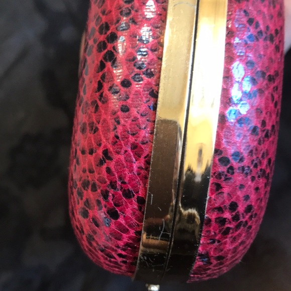 Used Snake print clutch in maroon/black.Chic💕💕 - Picture 6 of 8